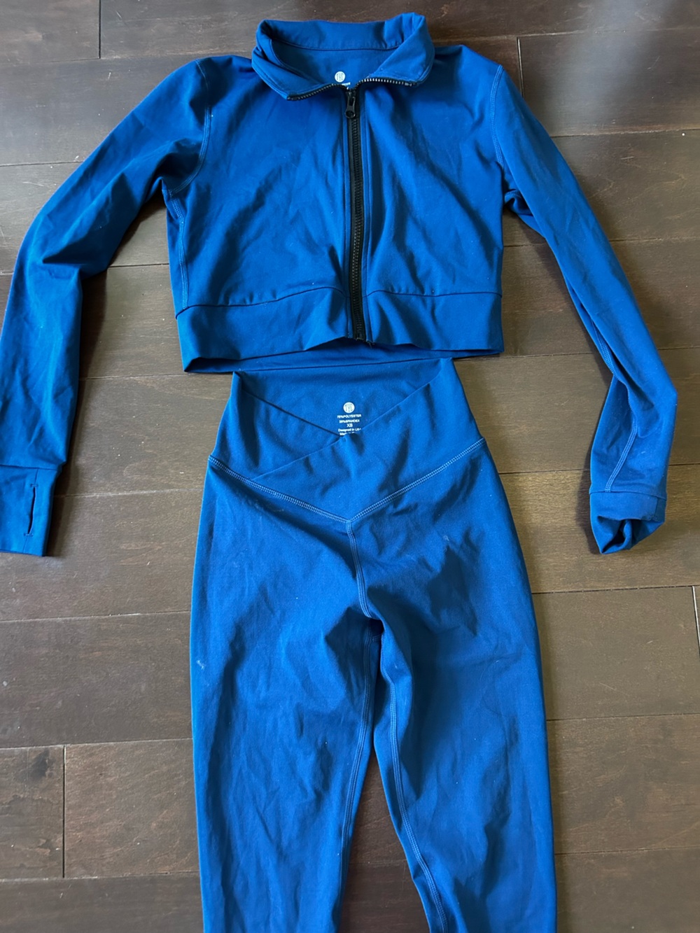 Til You Collapse Royal Blue High-Waist Leggings & Cropped Zip Jacket Set